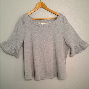 Modcloth Heather Gray Ruffle Sleeve Top